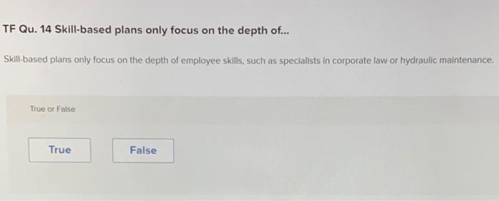 TF Qu. 14 Skill-based plans only focus on the