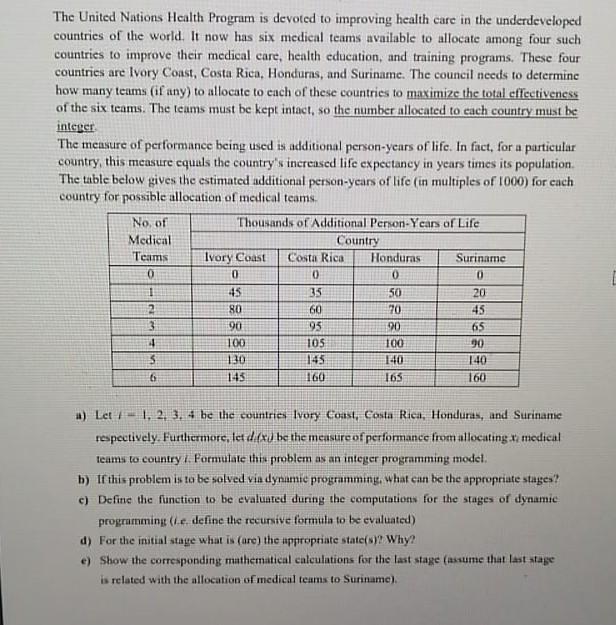 Operating Research The United Nations Health