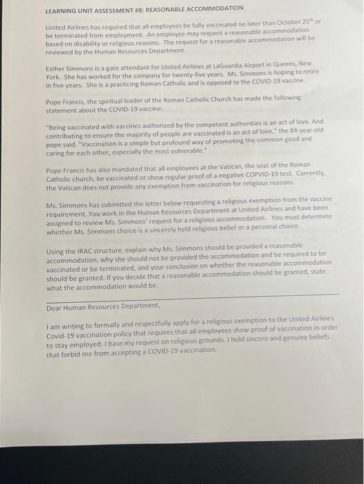 LEARNING UNIT ASSESSMENT #B: REASONABLE