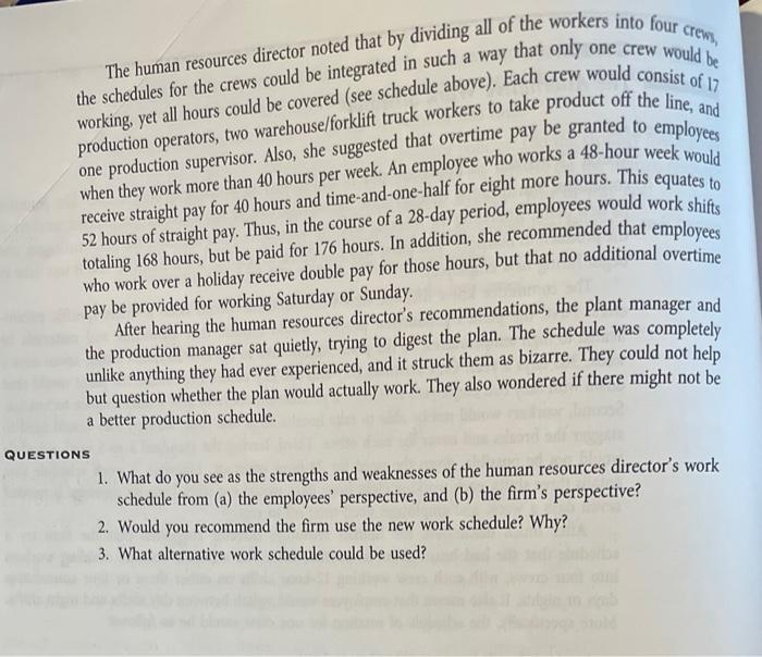 27 CASE The Alternative Work Schedule BACKGROUND