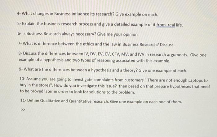 4- What changes in Business influence its