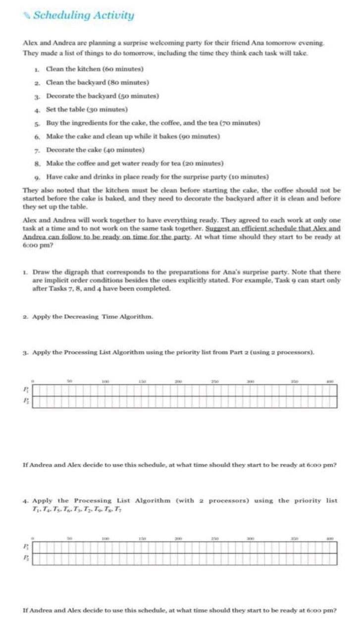 I need the answer as soon as possible Scheduling