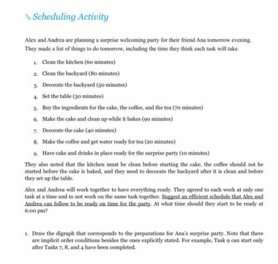 I need the answer as soon as possible Scheduling