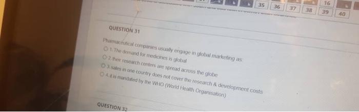 35 T6 36 37 38 39 40 QUESTION 31 Ptical companies