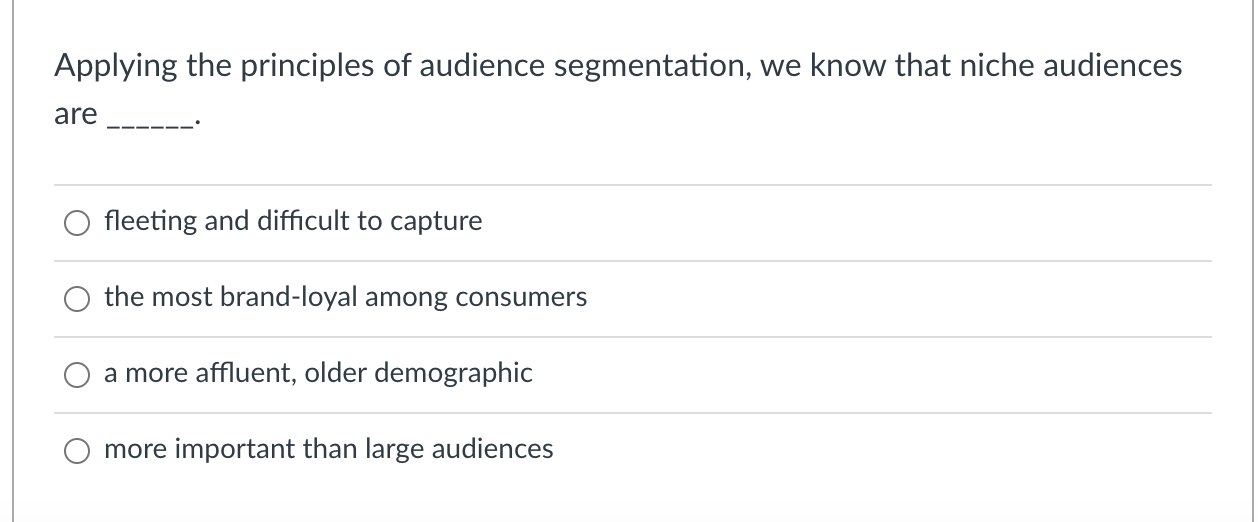 Applying the principles of audience segmentation,