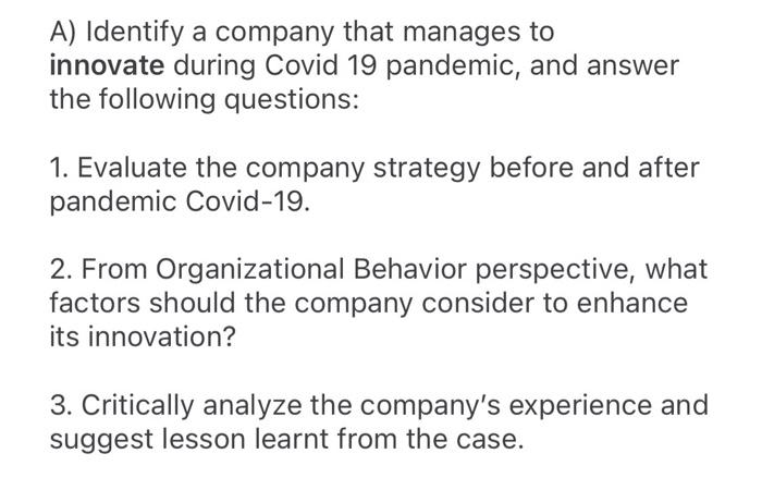 ob moodle A) Identify a company that manages to