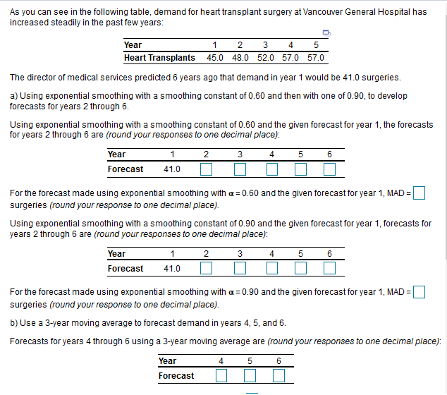 D As you can see in the following table, demand