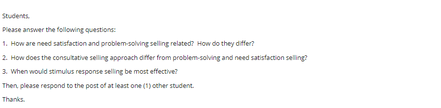 Students, Please answer the following questions: