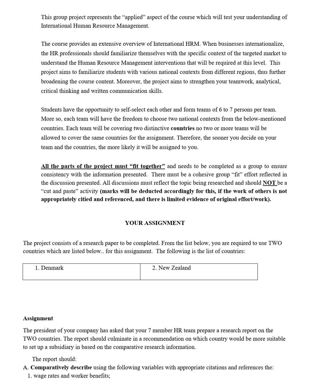 Please help with my International Human Resource