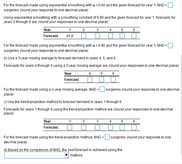 D As you can see in the following table, demand