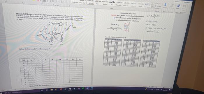consider the PERT network Font Problem 4 (45