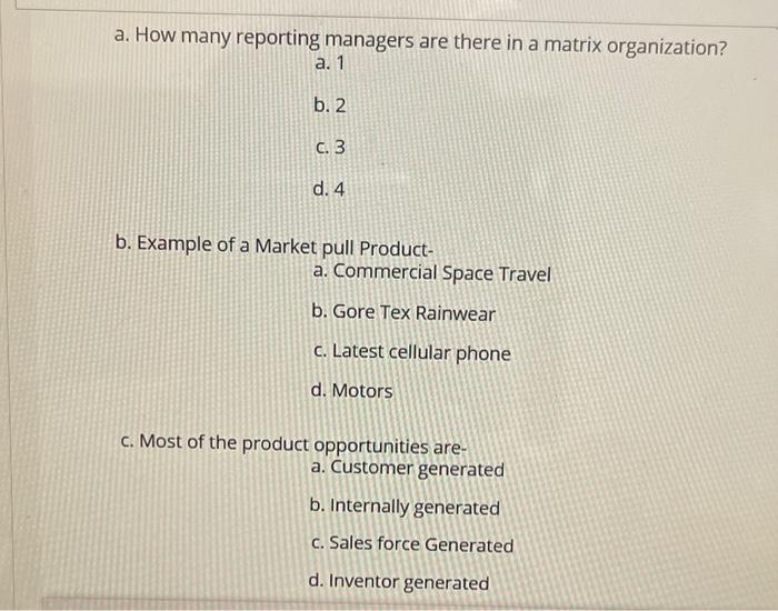 a. How many reporting managers are there in a