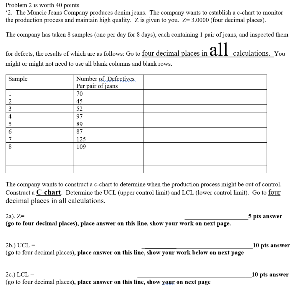 Problem 2 is worth 40 points 2. The Muncie Jeans