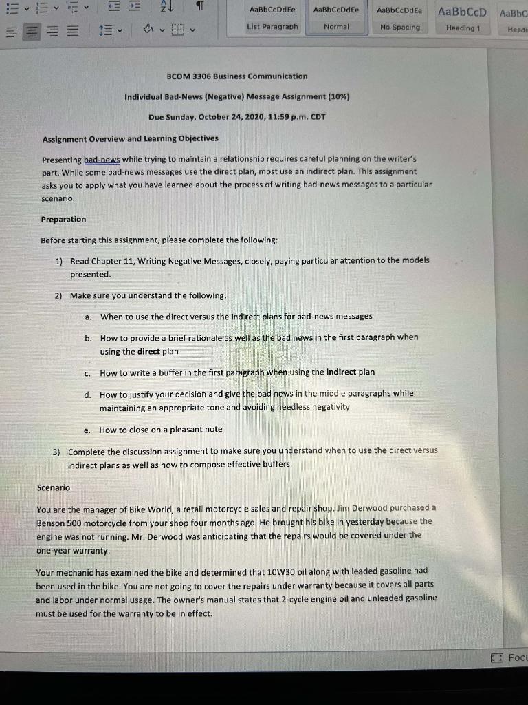 Individual negative message assignment E E 2 TT