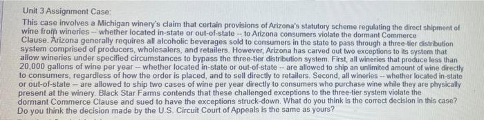 Unit 3 Assignment Case: This case involves a