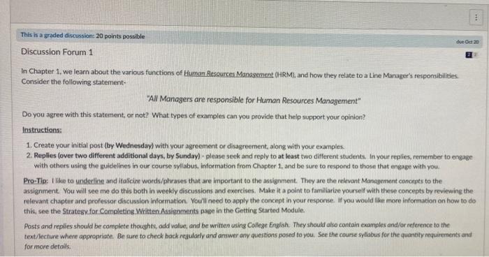 This is a graded discussion: 20 points possible