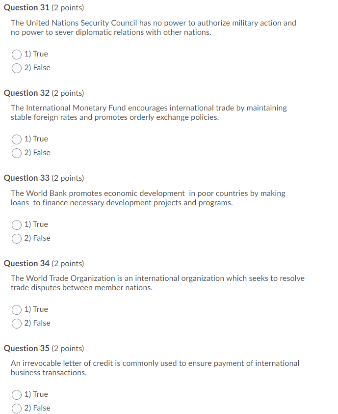 Question 26 (2 points) The Foreign Corrupt