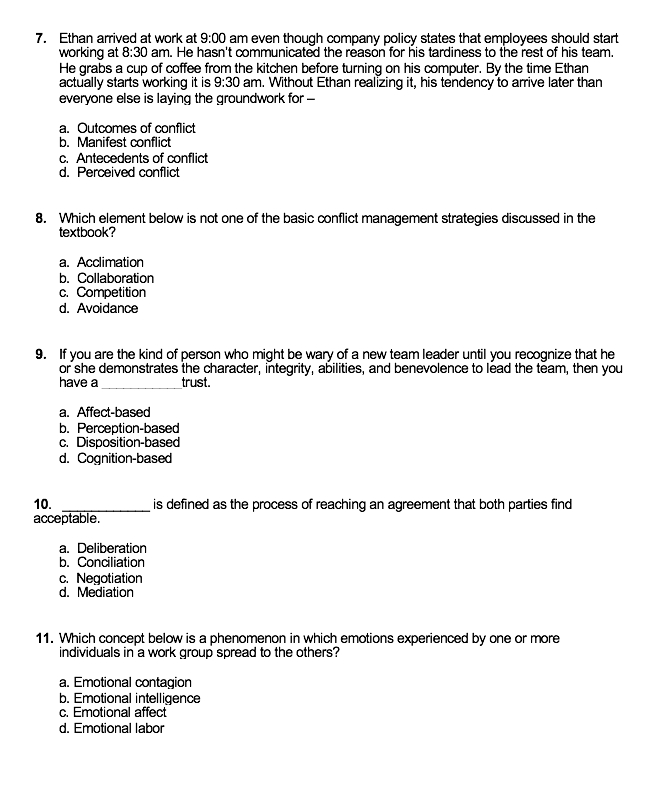 Please answer all 7. Ethan arrived at work at