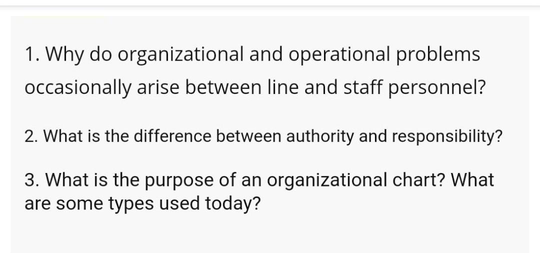 1. Why do organizational and operational problems
