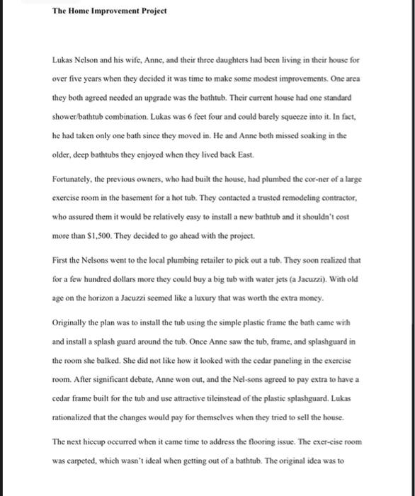 Please read the Case-4.2 "The Home Improvement