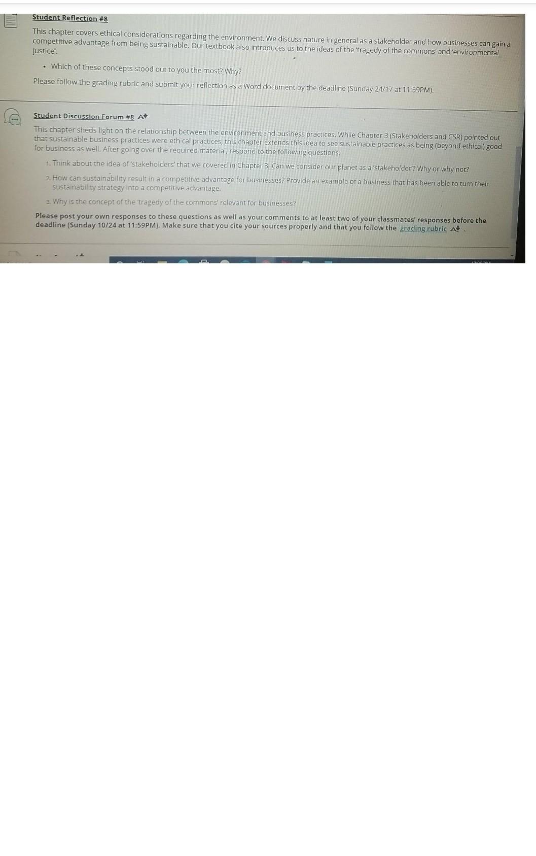 Student Reflection #8 This chapter covers ethical