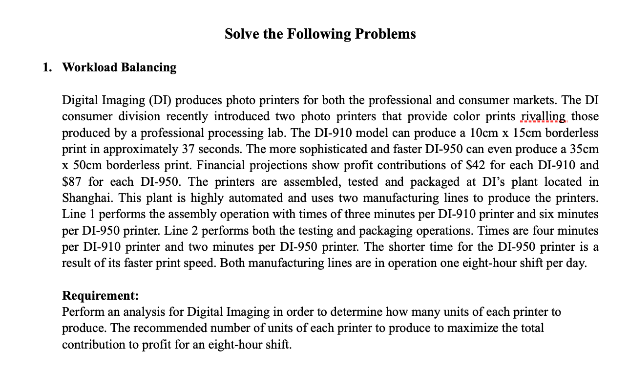 in text please Solve the Following Problems 1.