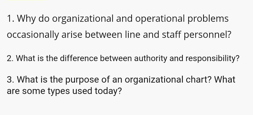 1. Why do organizational and operational problems