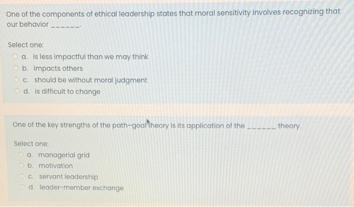 One of the components of ethical leadership