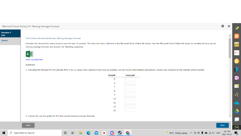 Microsoft Excel Activity #1: Moving Average