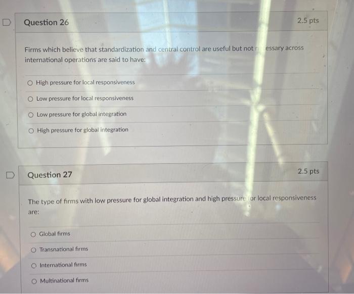 26,27 D Question 26 2.5 pts Firms which believe