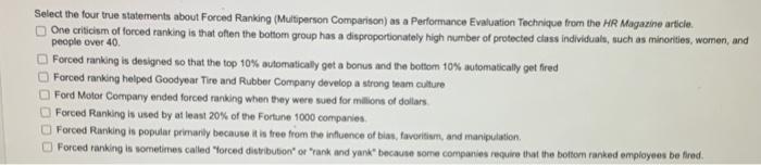 Select the four true statements about Forced