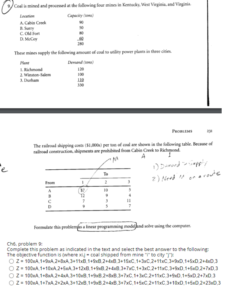 9. Coal is mined and processed at the following