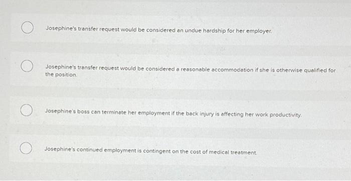 Josephine, a warehouse employee at an office