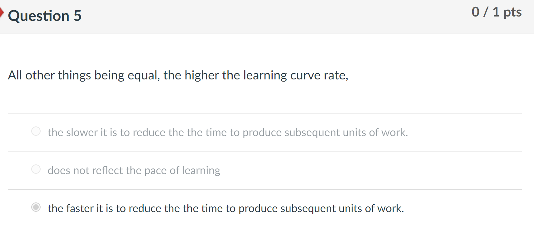Question 2 0.75 / 1 pts When deciding the best