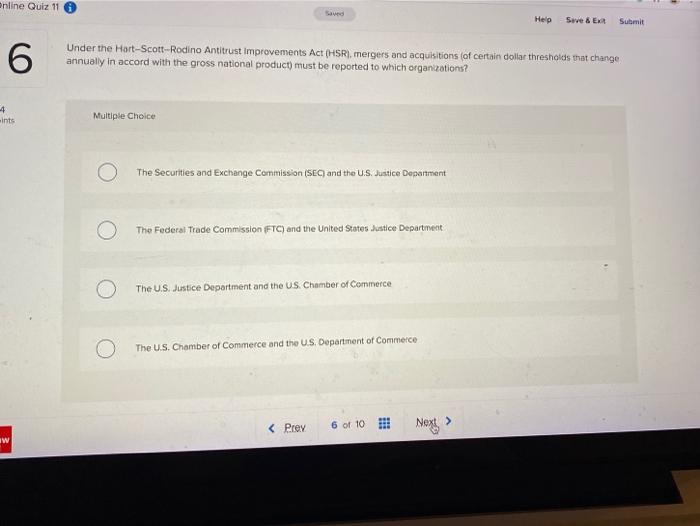 Online Quiz 11 Help Swe & EX Submit 6 Under the