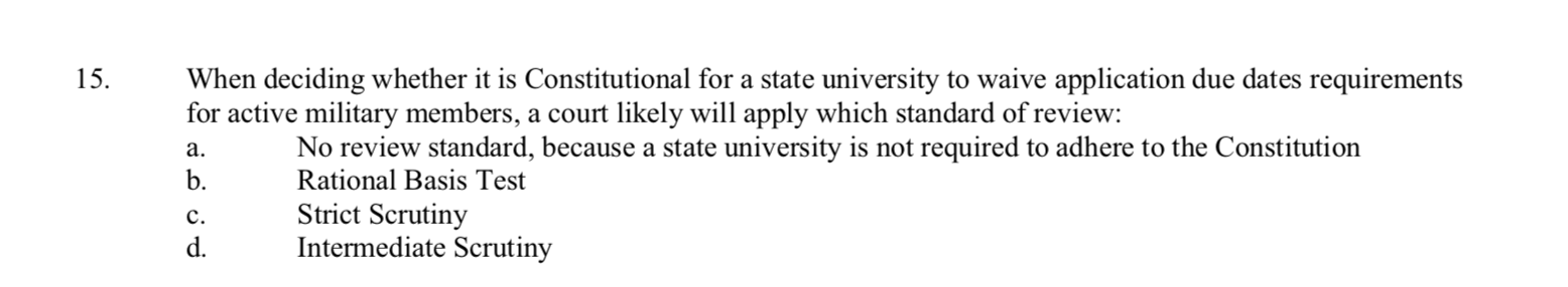 15. a. When deciding whether it is Constitutional