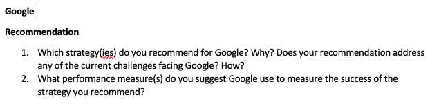 Google Recommendation 1. Which strategy(ies) do