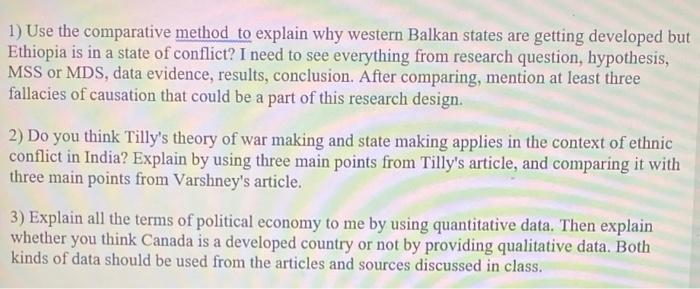 1) Use the comparative method to explain why