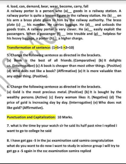 4. load, can, demand, bear, wear, become, carry,