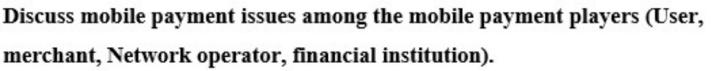 Discuss mobile payment issues among the mobile