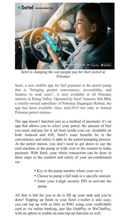 Question : Setel's e-wallet software is a