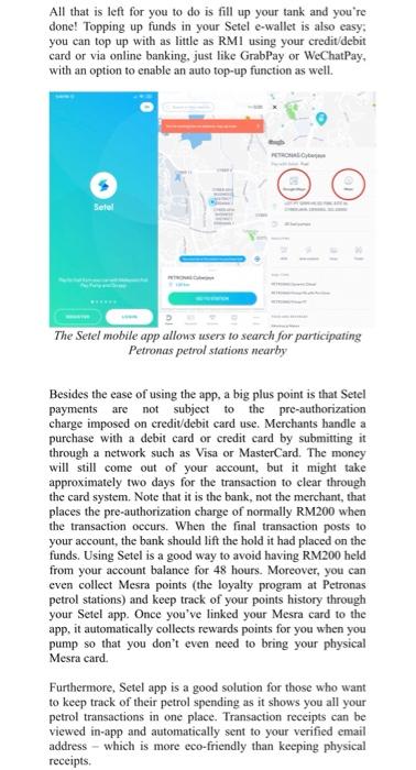 Question : Setel's e-wallet software is a