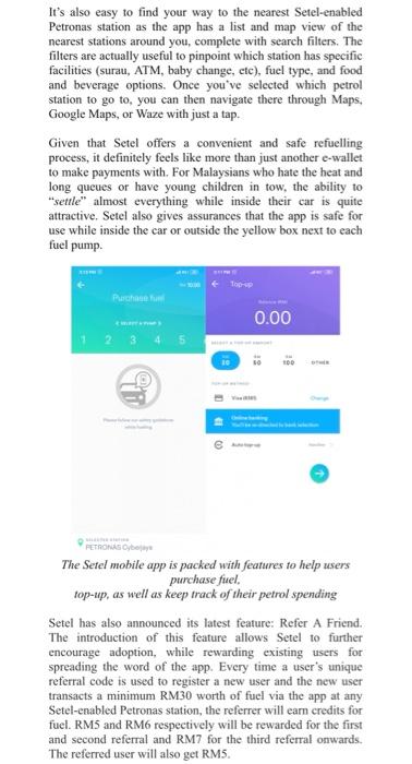 Question : Setel's e-wallet software is a