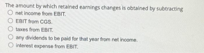 The amount by which retained earnings changes is