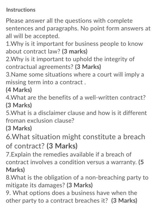 Instructions Please answer all the questions with