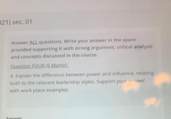 team work 21) sec. 01 Answer ALL questions. Write