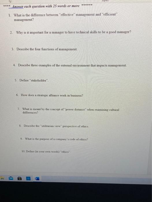 **** Answer each question with 25 words or more