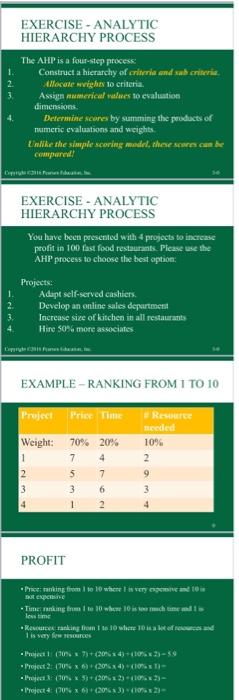 2. 3. EXERCISE - ANALYTIC HIERARCHY PROCESS The