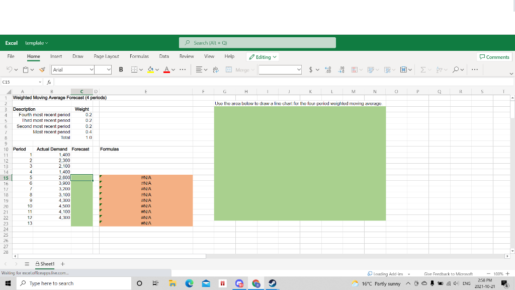 Microsoft Excel Activity #2: Weighted Moving