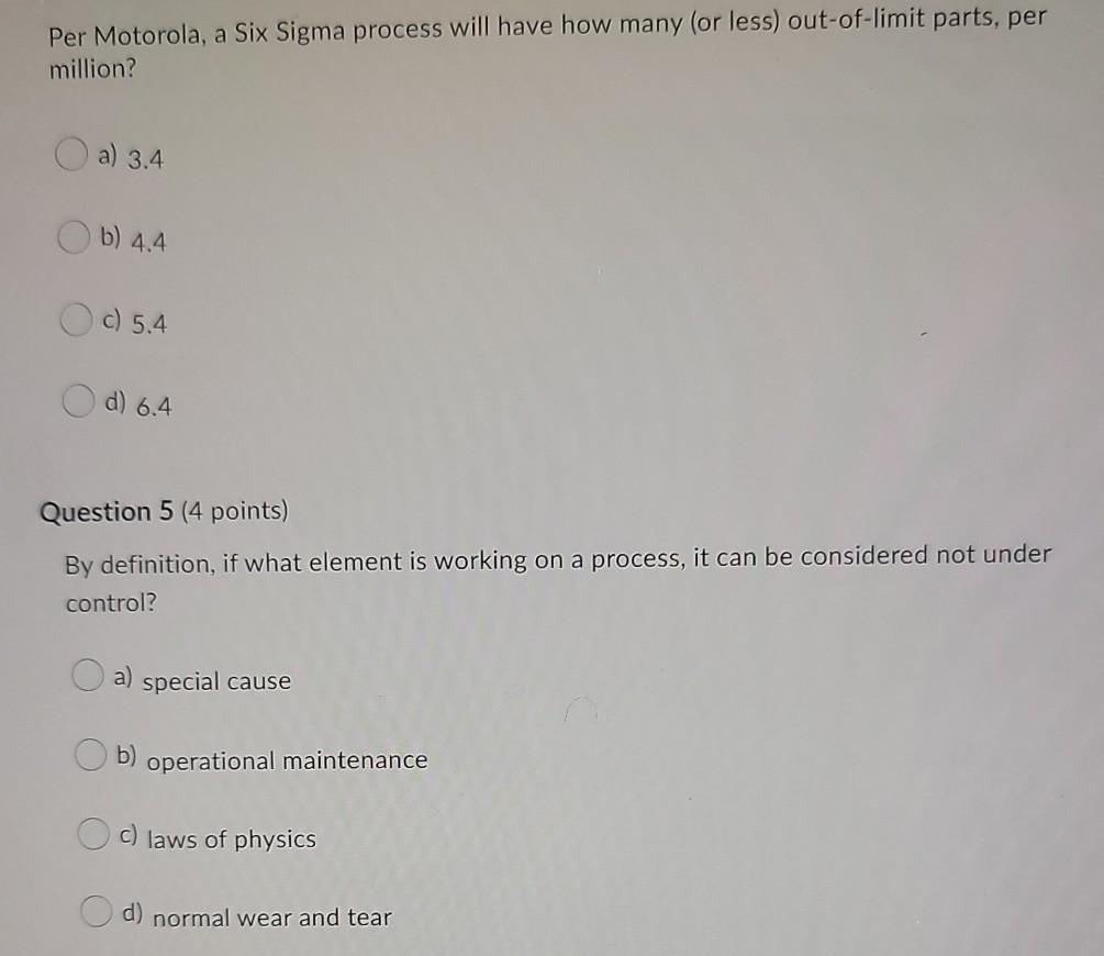 Per Motorola, a Six Sigma process will have how